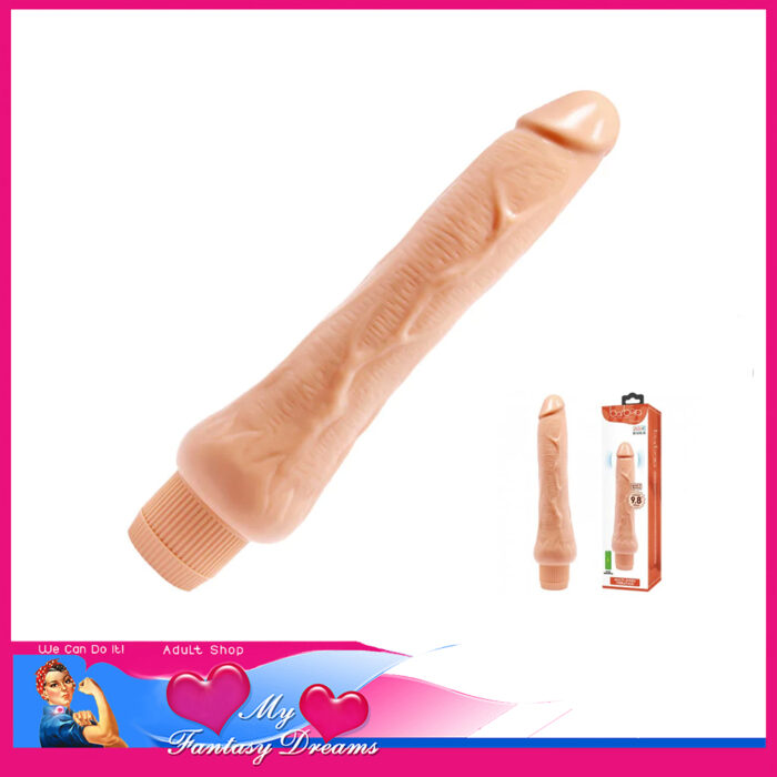 Barbara - 9.8" Battery Dildo Penis Vibrator Multi Speed Tpr Beige