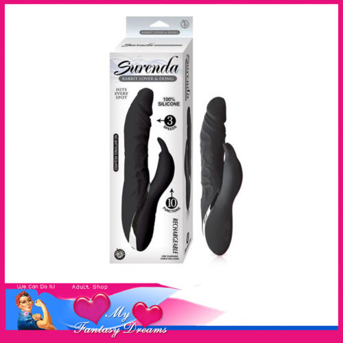 Surenda | Rabbit Lover Dong Usb 3 Rotating 10 Speeds Vibrating Penis 8.85" Silicone Black