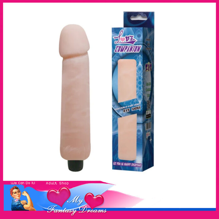 Love Companion Multispeed Extra Girthy Battery Vibrator - Penis Soft Outer 9.5" x 2" Beige