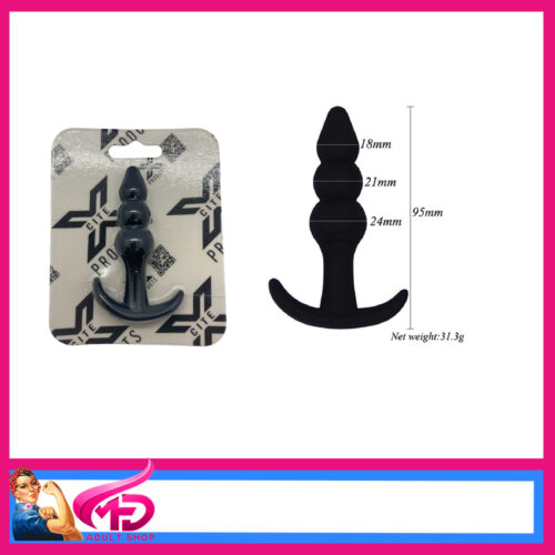 THE BUBBLE BUTT BLACK SILICONE BUTT PLUG 9.5cm
