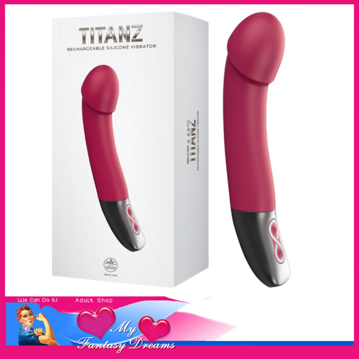 Titanz | Rechargeable Silicone Vibrator Curved Penis 10 Speeds 5" Insert Silicone Pink