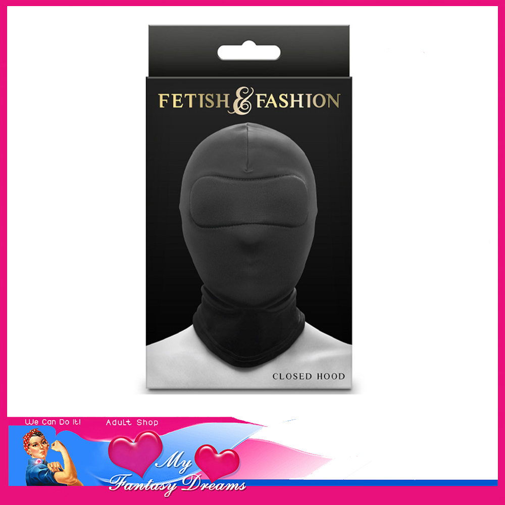 Fetish & Fashion | Closed Hood Head Cover Blindfold Stretchy Nylon OSFM Black