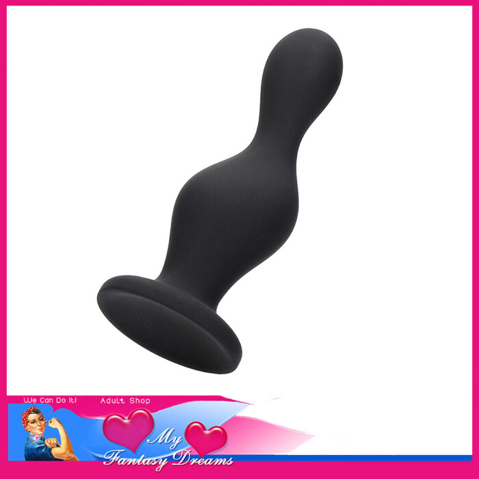 Ouch! - Silicone Wave Butt Plug 4.25" Insert x 1.34" Widest Anal Plug Black