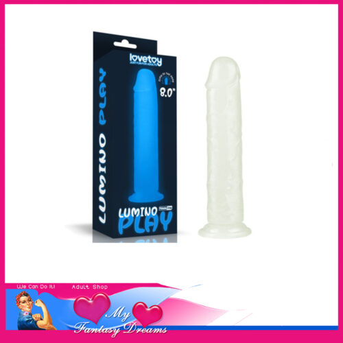 Lovetoy - Lumino Glow In The Dark Dildo Penis Suction cup 8" Tpe Jelly White Colour