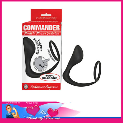 Commander - Prostate Pleaser Cockring Silicone P Spot 4" Anal Plug Black