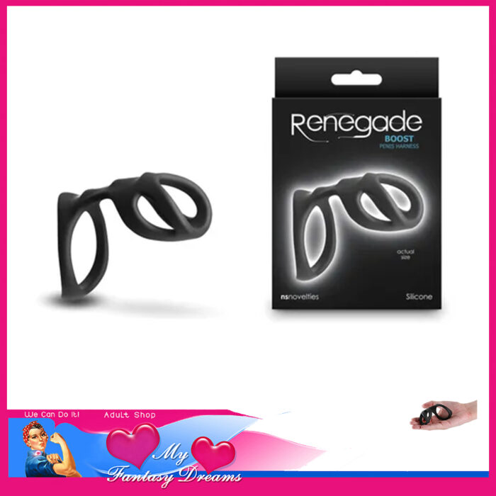 Renegade | Boost Penis Harness 10.9cm Long Stretchy Cock Sleeve Ring Silicone | Black