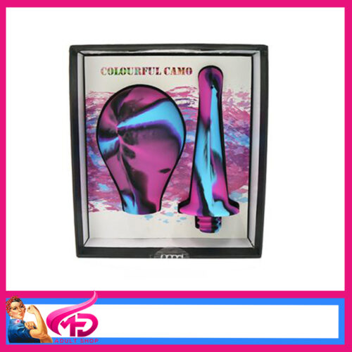 Colourful Camo | Huge Capacity Squeeze Silicone Enema Douche 4.85" Insert