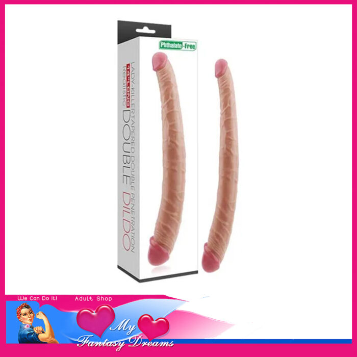 Lovetoy | Lady Killer 14" x 1.6" & 1.8" Double Ended Dildo Penis Durable Pvc Beige