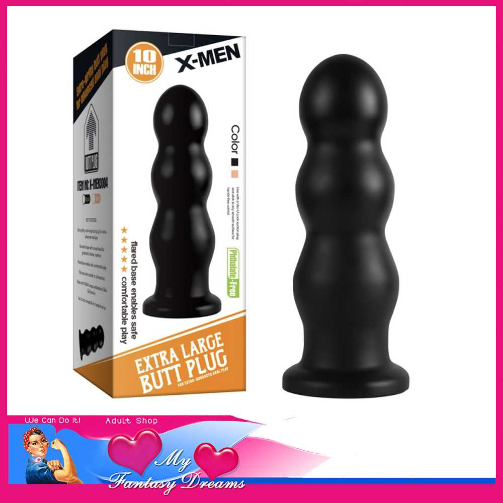 X-Men | Extra Large 10" x 3" Girthy Butt Plug 3 Bump Pvc Strong Suction Cup Black