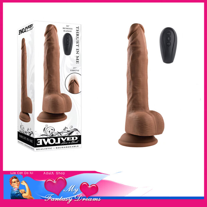 Evolved - Thrust In Me .25" Thrust 2 Motors 10 Speeds 23.5cm Dildo Vibrator Remote Tan