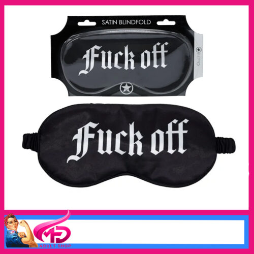 Ouch! – Satin Printed Blindfold “fuck off” (Black/White)