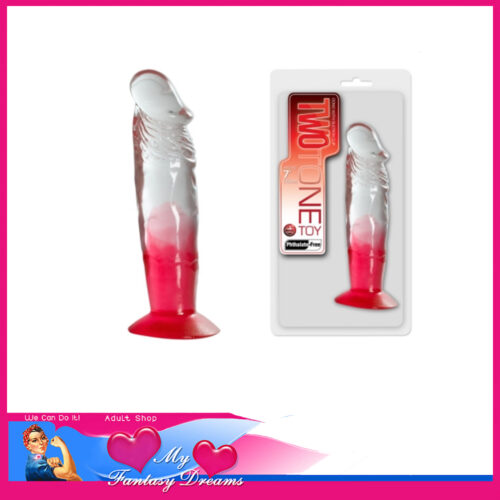 Two Tone | 7" x 1.5" Suction Jelly Clear Stone Series Pvc Dong Red Clear Suction Cup