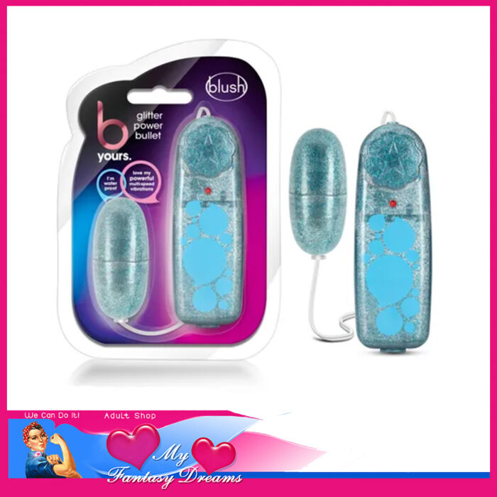 B Yours | Glitter Power Bullet Vibrating Multi Speed Battery Corded 5.5cm Egg Hard Blue