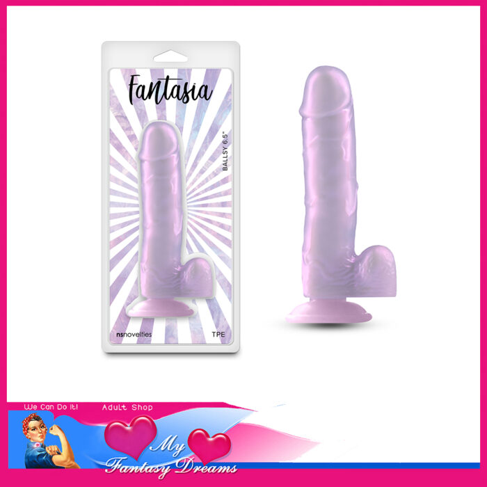 Fantasia | Ballsy 6.5" Shimmer Vaginal Dildo Penis With Balls Suction Cup Tpe Purple