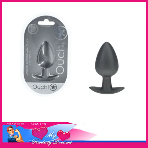 Ouch! | Smooth Silicone Butt Plug Smile Base 3.5"Large Grey