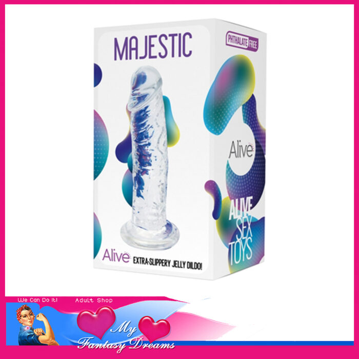 Alive - Majestic Extra Slippery 5" Dildo Tpe Suction Cup Unisex Penis Clear