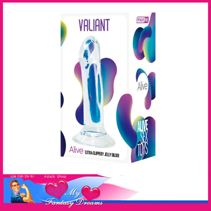 Alive - Valiant Extra Slippery 6" Dildo Tpe Suction Cup Unisex Penis Clear