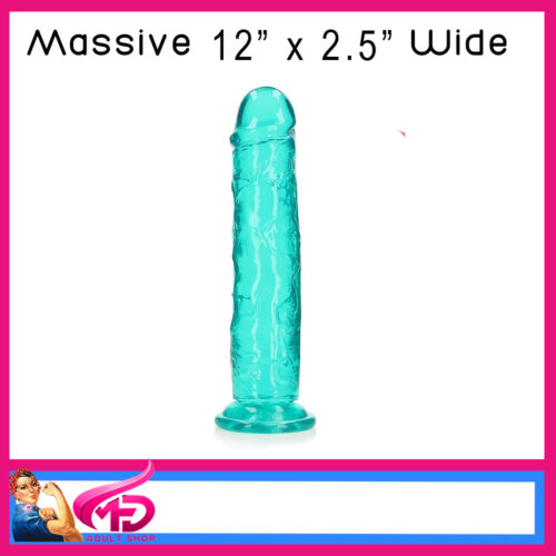 Realrock | 11" x 2.5" Insert Massive Jelly Feel Tpe Penis Shaped Dildo Suction Base Green