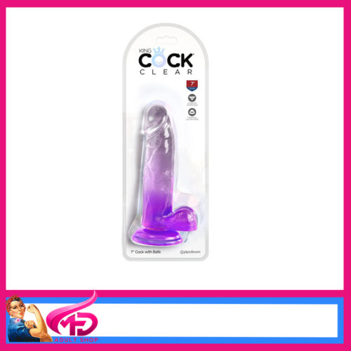King Cock Clear Dildo 7 inches with Balls and Suction Cup Base