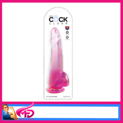 King Cock Clear Dildo 10 inches with Balls and Suction Cup Base