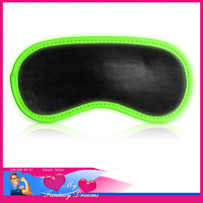 Ouch! - Glow in The Dark Eye Mask Pu Leather Elastic Band Blindfold Green Black