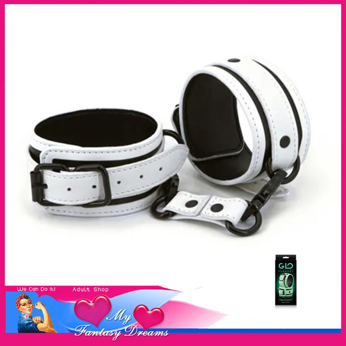 Glo - Glow In The Dark Extra Large Handcuffs 40.4cm Ankle Cuffs Restraints Pu Leather Buckle