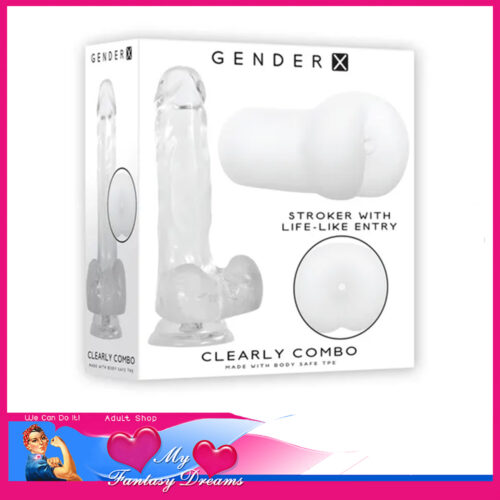 Gender X - Clearly Combo Ass Masturbator With Jelly Dildo Plus Bonus Cock Ring Set White