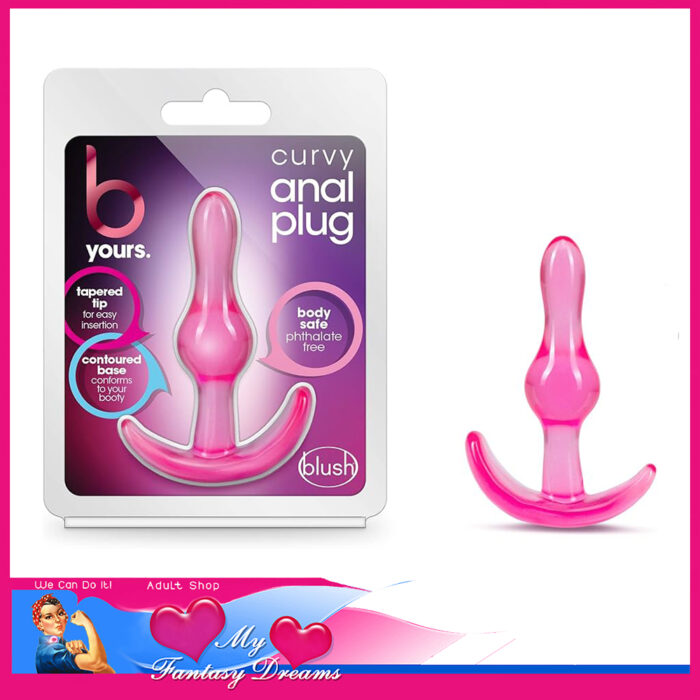 B Yours - Curvy Anal Plug Starter Sized Smile Base Tpe 3.5" Pink