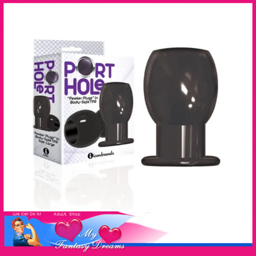 Port Holes - Peeker Plug Medium Density Tpr Smooth Anus Gaper 3" x 2" Black