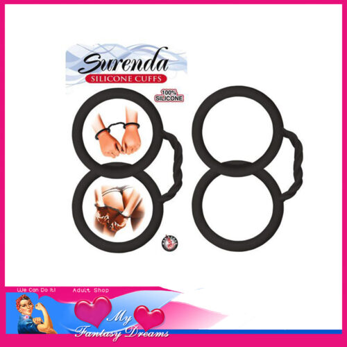 Surenda - Silicone Handcuffs Waterproof Restraints 2.6" Inner Diameter 10" Total Long Black