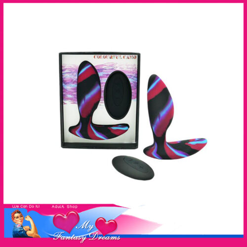 Colourful Camo | Vibrator Anal Plug Remote Control 10.6cm Usb 10 Speeds Silicone Purple