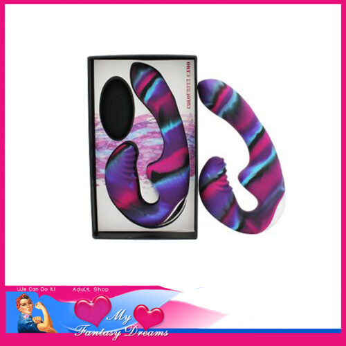 Colourful Camo | Vibrator Strapless Strap On 7" Usb Remote Control 10 Speeds Tandem Purple