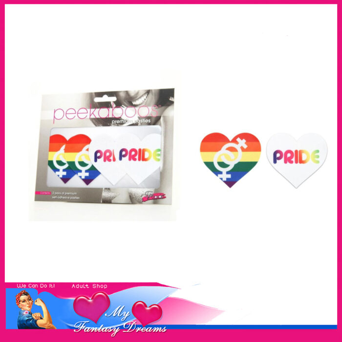 Peekaboos - Premium Nipple Pasties Self Adhesive 2 Sets 4 Stickers 3" Rainbow White