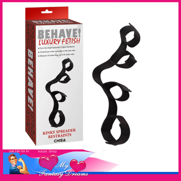 Behave! - Luxury Fetish - Chisa Kinky Spreader Restraints Black Valcro OSFA