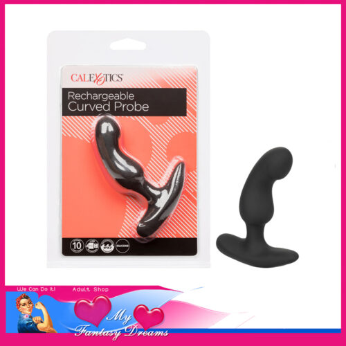 Calexotics - Rechargeable Curved Probe Anal Vibrator 10 Speeds 3.5" x 1.25" Silicone Black