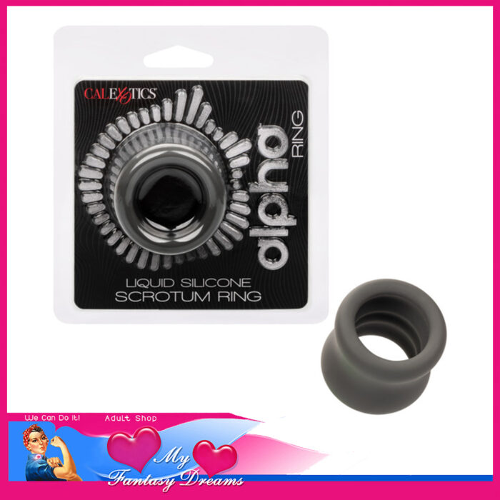 Calexotics | Alpha™ Liquid Silicone Soft Stretchy Scrotum Ring 1.75" Tall 1.25" Inner | Grey