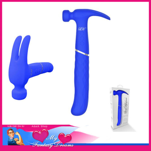 Love Hamma | 11" Silicone 21 Functions 10 Thrust Hard Vibrator Silicone Curved Blue