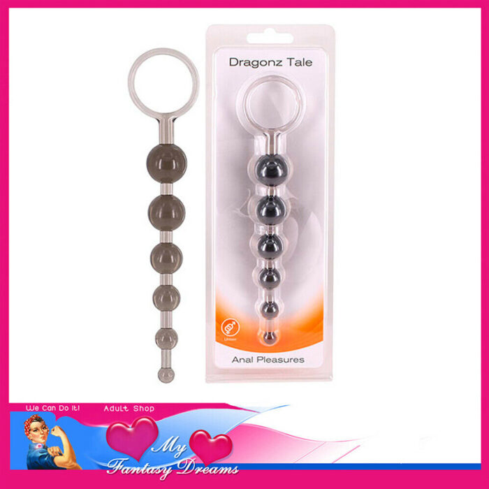 Dragon Tale | Anal Pleasures 8" Beads Ring Pull Base Hard Solid Density Pvc Smoke