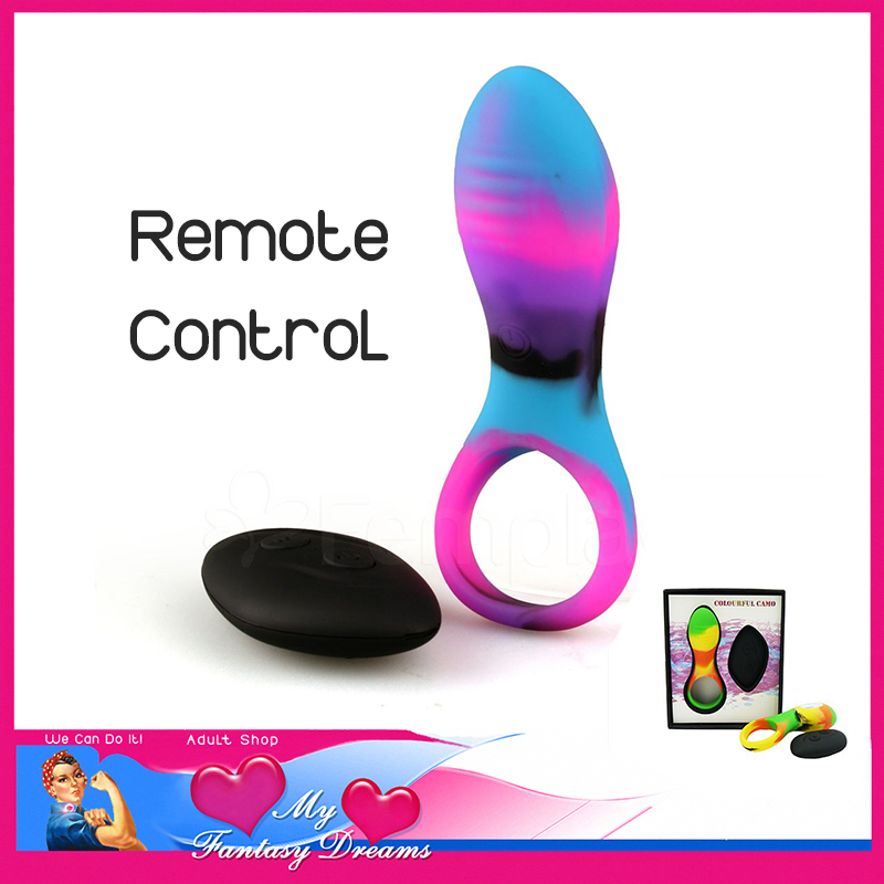 Colorful Camo | Bravo 3 Vibrating Penis Ring Remote Control Usb Silicone | Purple