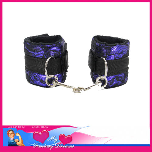 B-HAN21 Berlin Baby | Soft Padded Lace Trim Velcro Handcuffs - B-Han21 Purple