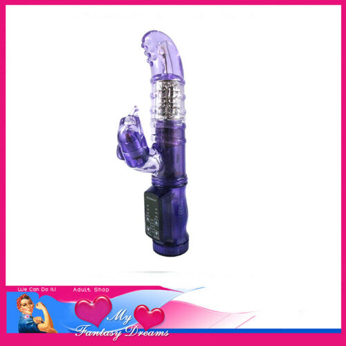 Passion Wave Jack Rabbit Dolphin Tip Slim Mini Rotate 8" Vibrator PURPLE