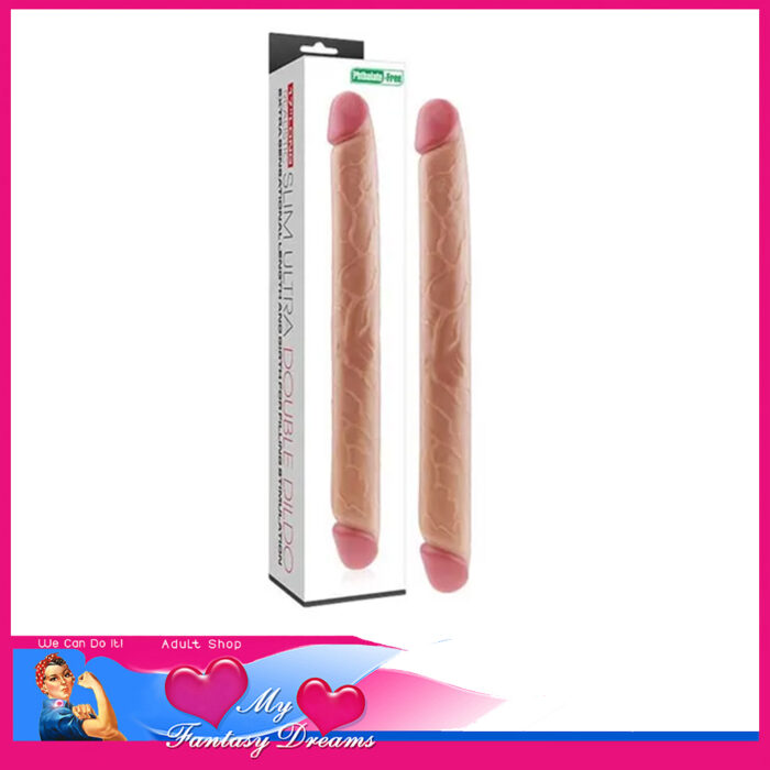 Lovetoy | 17" 1.75" Slim Ultra Double Dildo Penis Double Ender Dong Pvc Beige