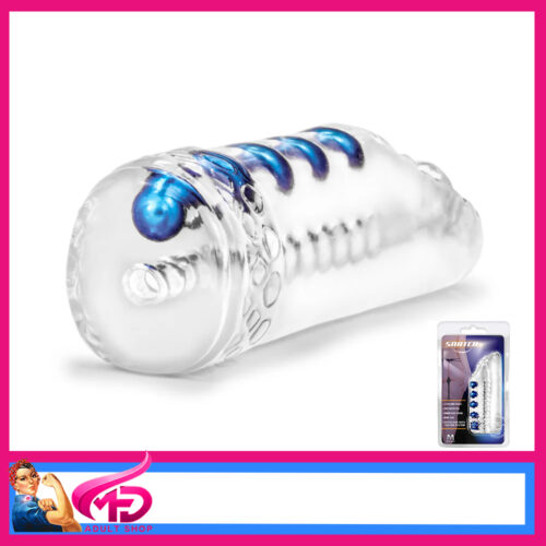 Snatch Stroker M For Men | 5.5" x 2.5" Clear Blue Beaded Masturbator