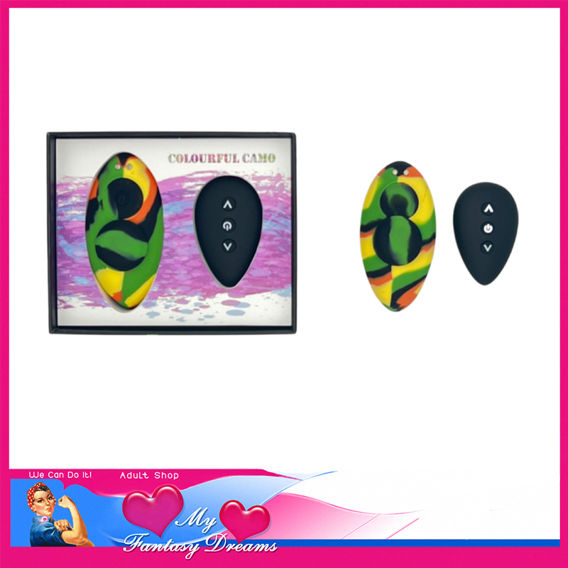 Colourful Camo | Vibrator Remote Control Panty Vibe Usb 3.5" Mag Attach 10 Speeds Silicone Yellow