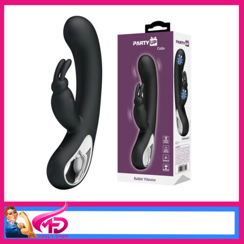 Party Up | Vibrator Colin Dual Motors 9" Rabbit 12 Speeds Usb Silicone Waterproof Black