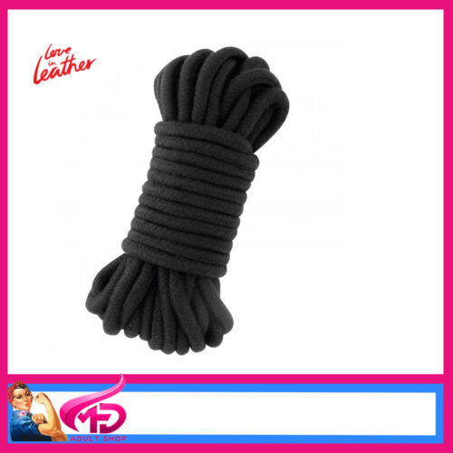 ROP003BLK Love In Leather | 20m Cotton Rope Core Poly Blend Outer Premium Black ROP003BLK