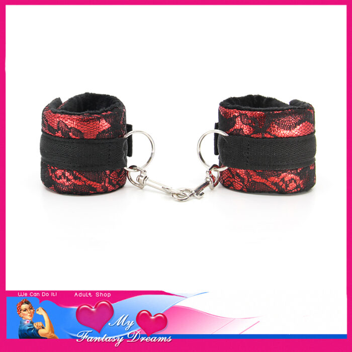 Berlin Baby | Soft Padded Lace Trim Velcro Handcuffs - B-HAN21 - Red