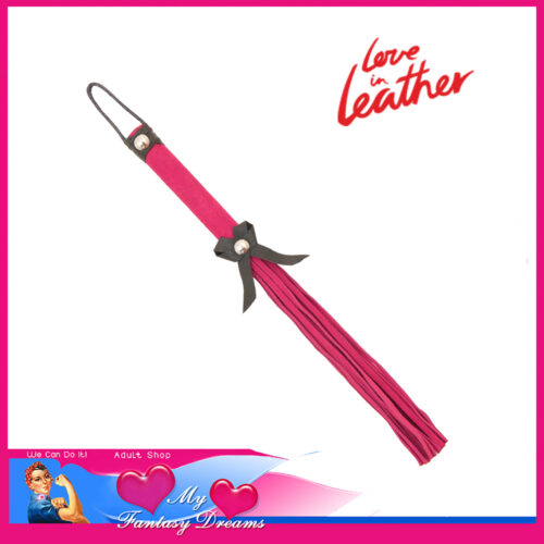 WHI052PNK Love In Leather - Suede Soft Bow Tie Flogger 30cm WHI052 Pink