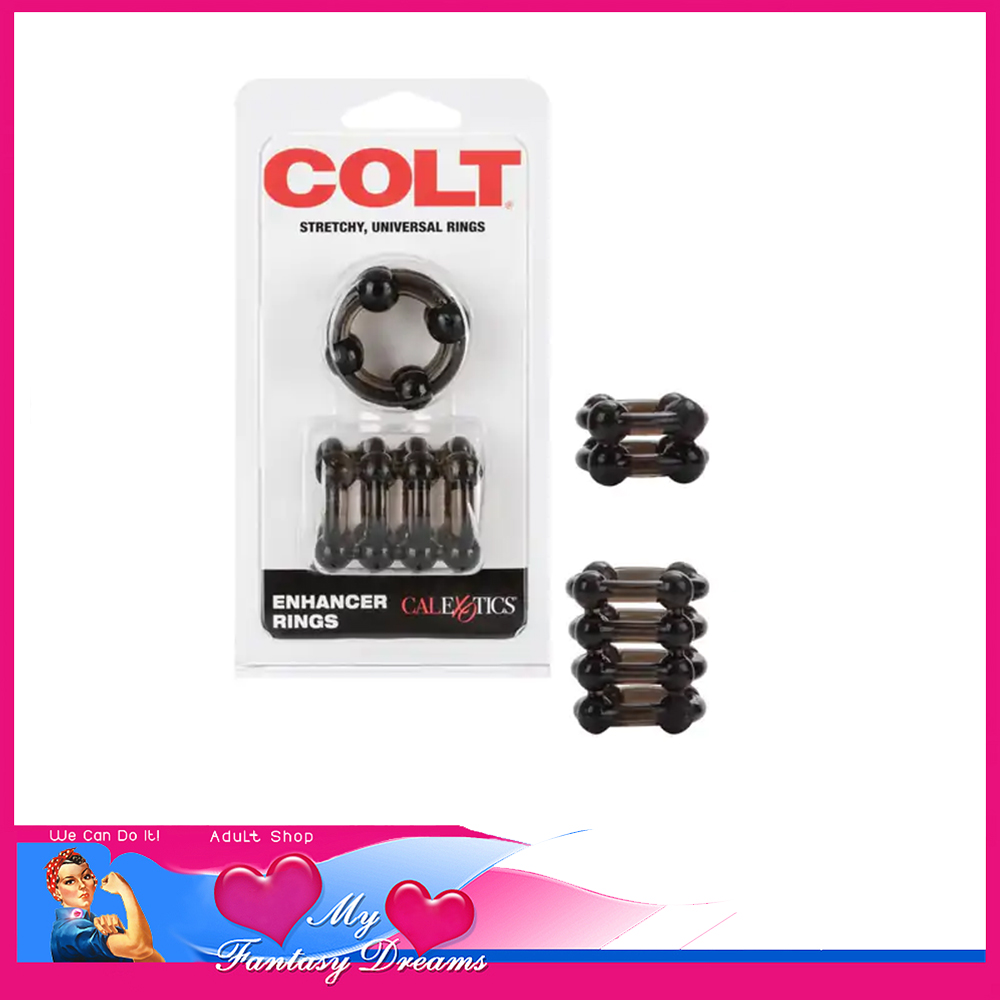 Colt - Enhancer Rings | 2 Pack Stretchy Jelly Feel Tpe .75" & 1.5" Penis Rings Black