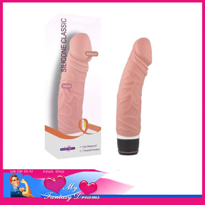 Silicone Classic - Patriot Veined 7" Battery Operated Vibrator 7 Speeds Flesh